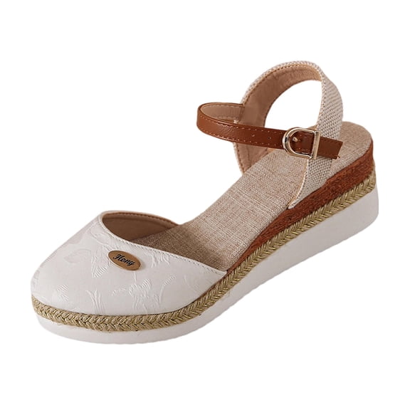 Sandals for Women Baeitkot Women's Fashionable Casual Spring and Summer Versatile Plus Size Beach Wedge Sandals Round Toe Closed Toe Sandals