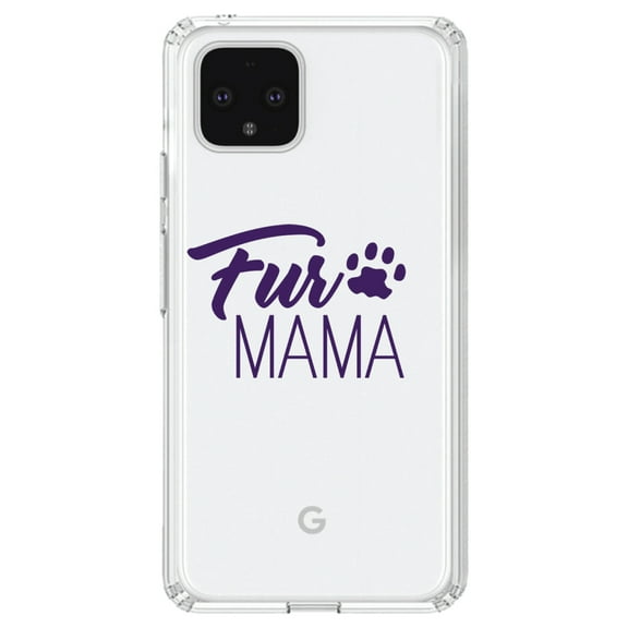DistinctInk Clear Shockproof Hybrid Case for Google Pixel 4 XL (6.3" Screen) - TPU Bumper Acrylic Back Tempered Glass Screen Protector - Fur Mama - Dog Paw
