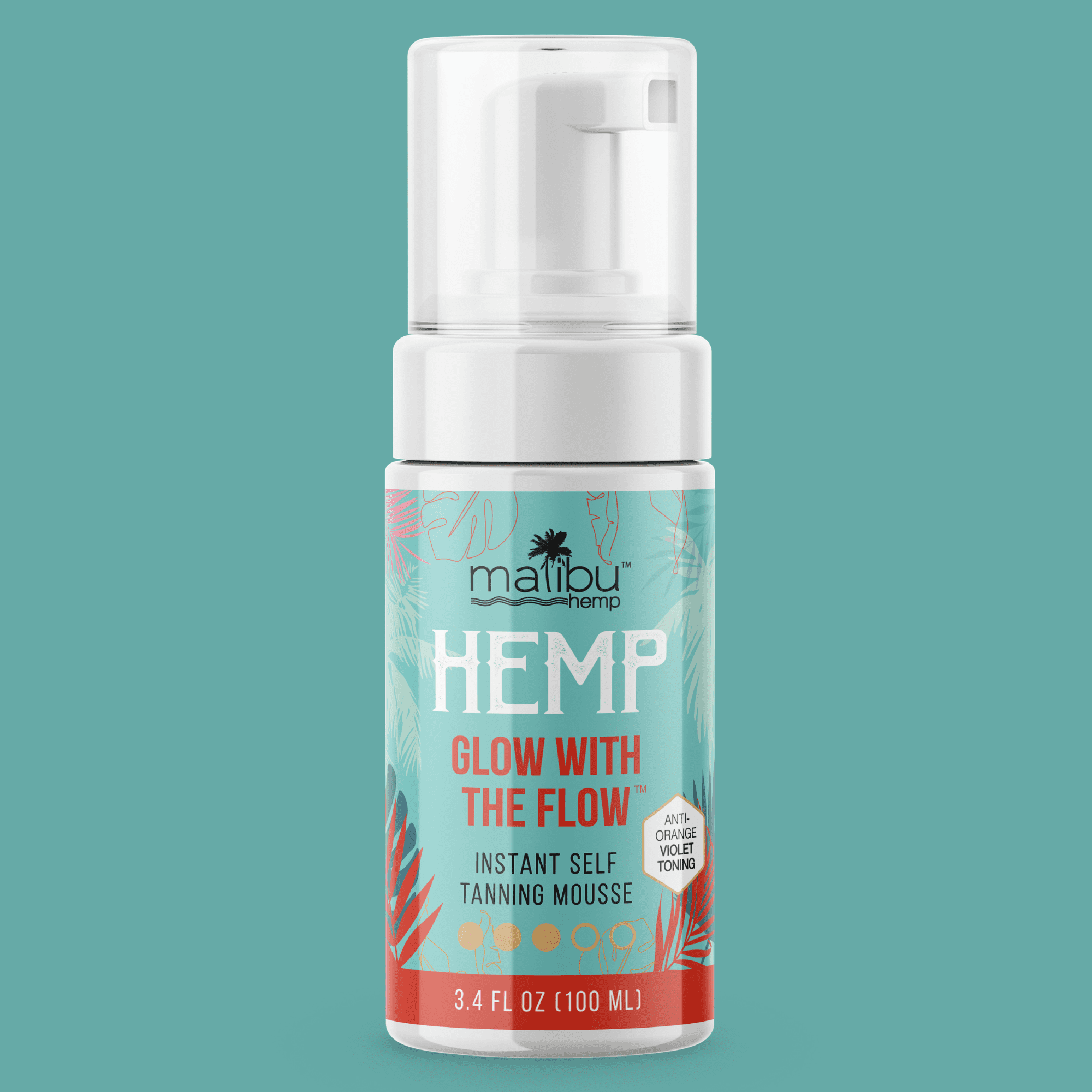 Malibu Hemp Let's Glow Crazy Sunless Tanning Mousse Medium Shade 3.4 fl oz