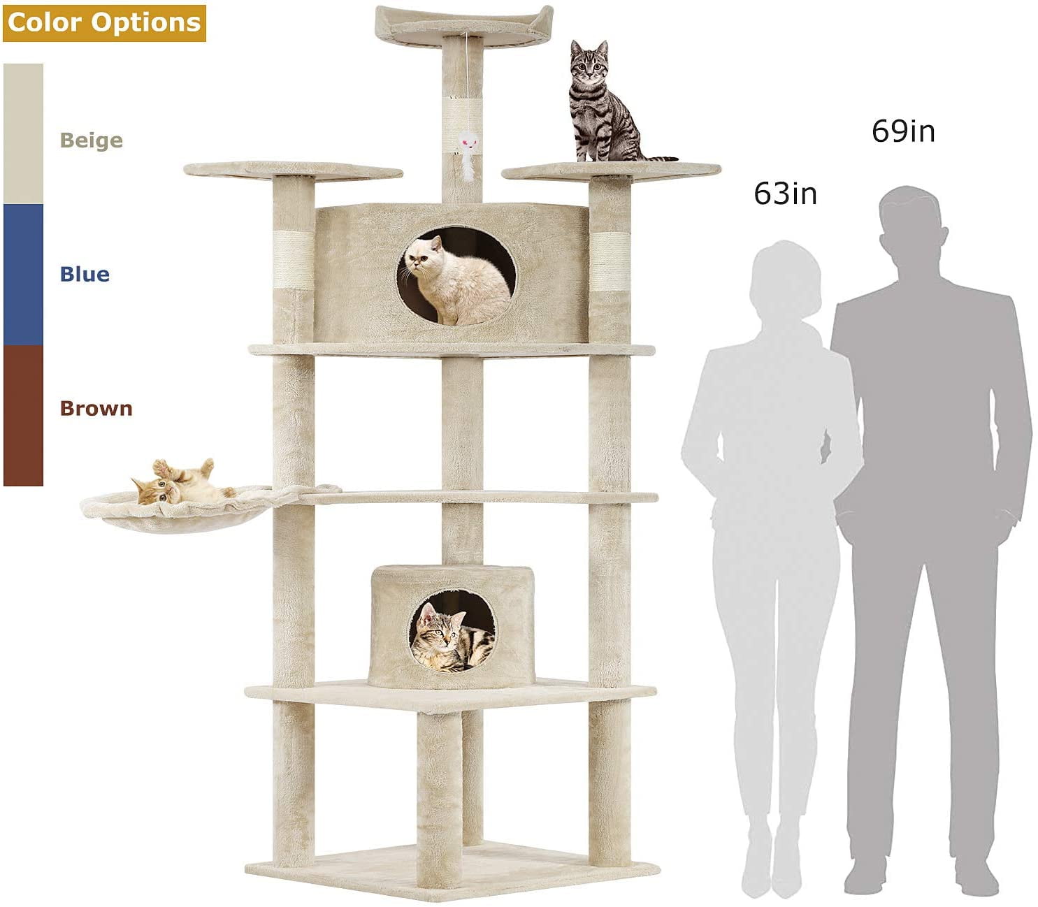 BestPet Cat Tree Kitty Tree Cat Condo Cat House Cat Tower for Large