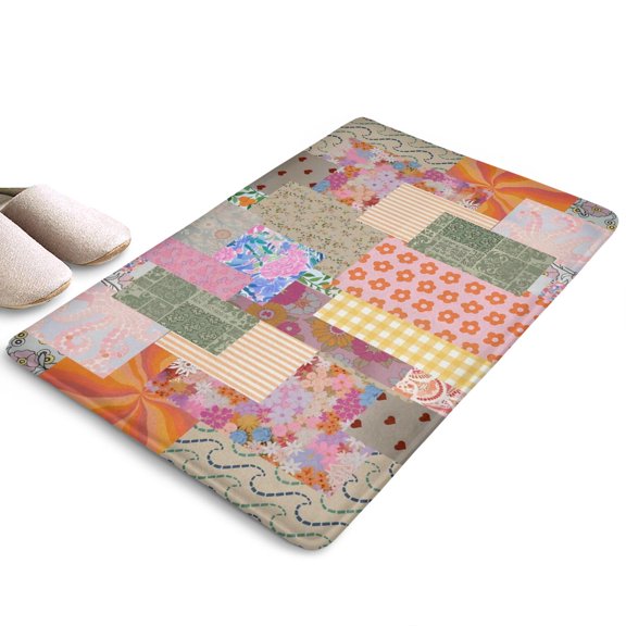 Pioneer Flower Floral Print Flannel Non Slip Door Rugs,Washable Door Mats Indoor,Decorative Door Mats,Dirt-Resistant and Absorbent Doormat for Entrance,Bedroom,Kitchen,Bathroom,23.5"x16"