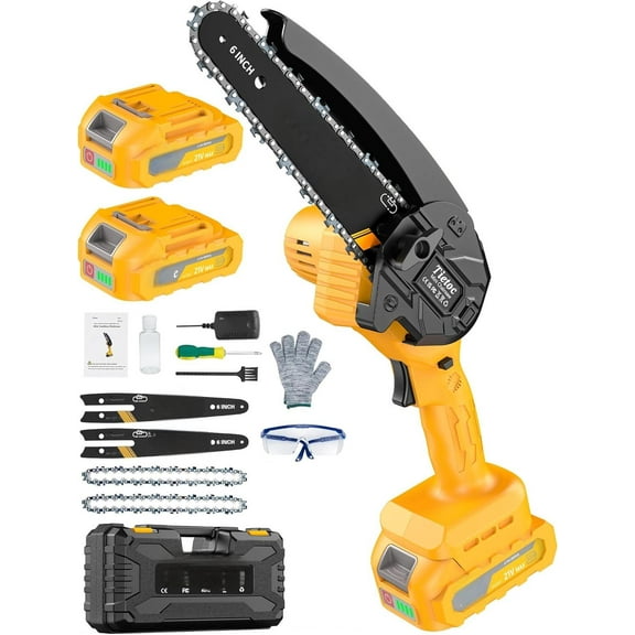 Chainsaw, Electric Mini Chain Saw Cordless Power Hand Saw with 4000mAh Battery and Oil System for Tree Trimming & Wood Cutting, Garden Tools Gift for Men Dad Husband Gardener | 6 Inch