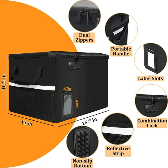 Upgraded 5200°F Fireproof Document File Organizer Box, Fireproof Storage Filing Cabinet with Lock, Portable Office Safe Box for Hanging Letter/Legal Folder 16.1 x 12.9 x 11in (Black)