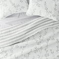 thumbnail image 3 of Noble Linens Light Gray 3 Piece Sprouting Vines Stripe Reversible Microfiber Quilt Set, King / CalKing, 3 of 8