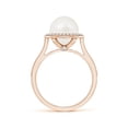 thumbnail image 2 of ANGARA Freshwater Cultured Pearl Halo Ring with Milgrain in 14K Rose Gold for Women | June Birthstone, Birthday, Anniversary, Jewelry Gift for Women | Pearl Ring, 2 of 5
