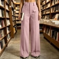 thumbnail image 4 of Ruimatai Womens Wide Leg Corduroy Pants High Waist Button Pocket Stretch Retro Casual Trousers, 4 of 9