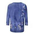 thumbnail image 5 of USSUMA Summer Tops For Women Trendy Women's 3/4 Sleeve Shirts Sunflower Print Round Neck Loose Tops Comfy Soft Blouses Summer Casual Pullover, 5 of 5