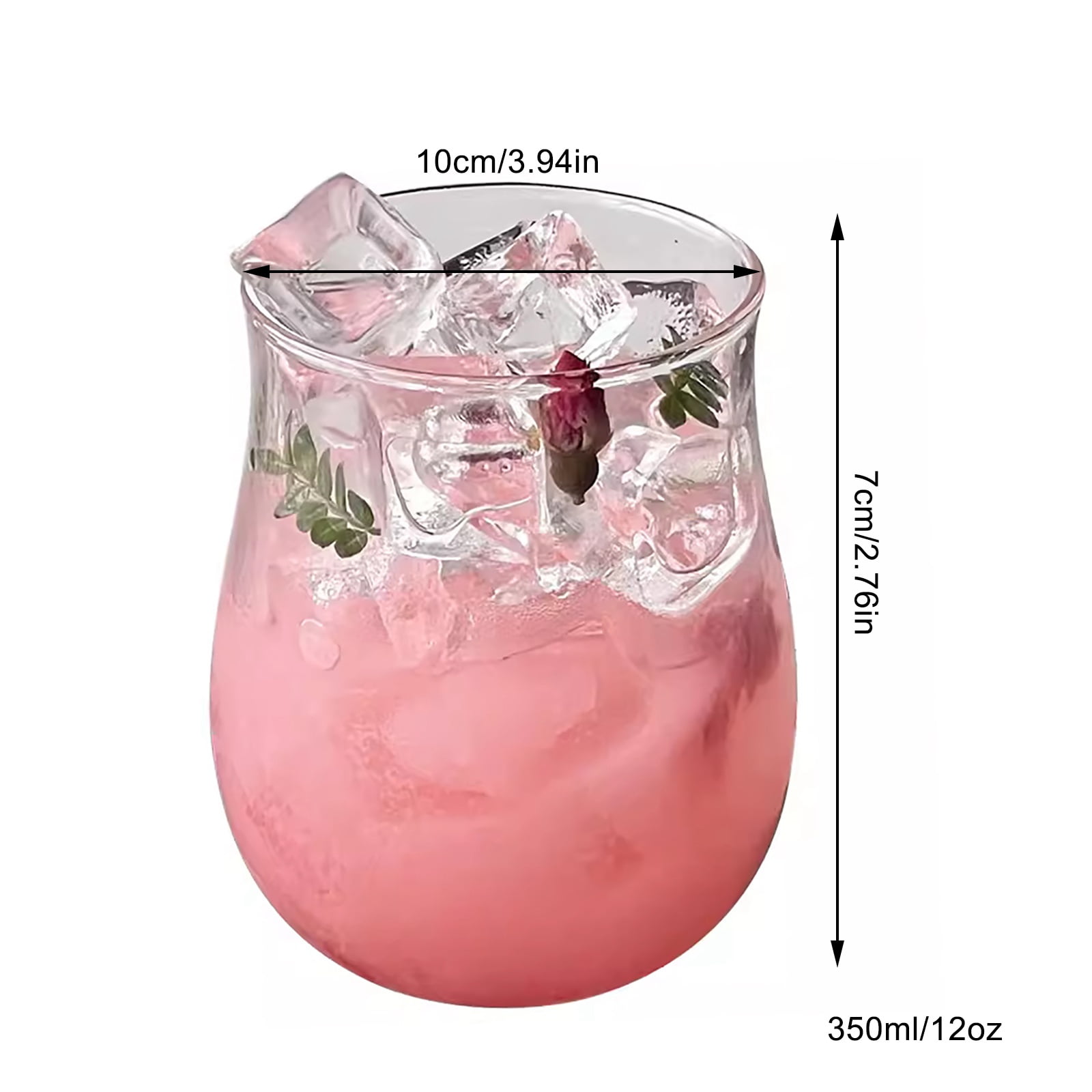 Cute Wine Glasses for Iced Coffee Juice 12oz Tulip Shape Vintage Drinking Glassware  for Iced Coffee Juice Beverage Milk A