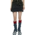 thumbnail image 2 of Wangsaura Female Leg Warmers, Contrast Color Knee-Length Knitted Leg Sleeve Stockings, 2 of 4