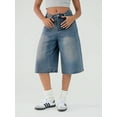 thumbnail image 3 of EMMIOL Women's Summer Trendy Baggy Denim Shorts Y2K Wide Leg Jean Jorts, Knee Length Loose Fit Jean Shorts, 3 of 5