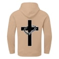 thumbnail image 5 of Essentials Hoodie for Men Cross Graphic Hooded Jesus Inspirational Religious Faith Mens Warm Clothing,Khaki,M, 5 of 5