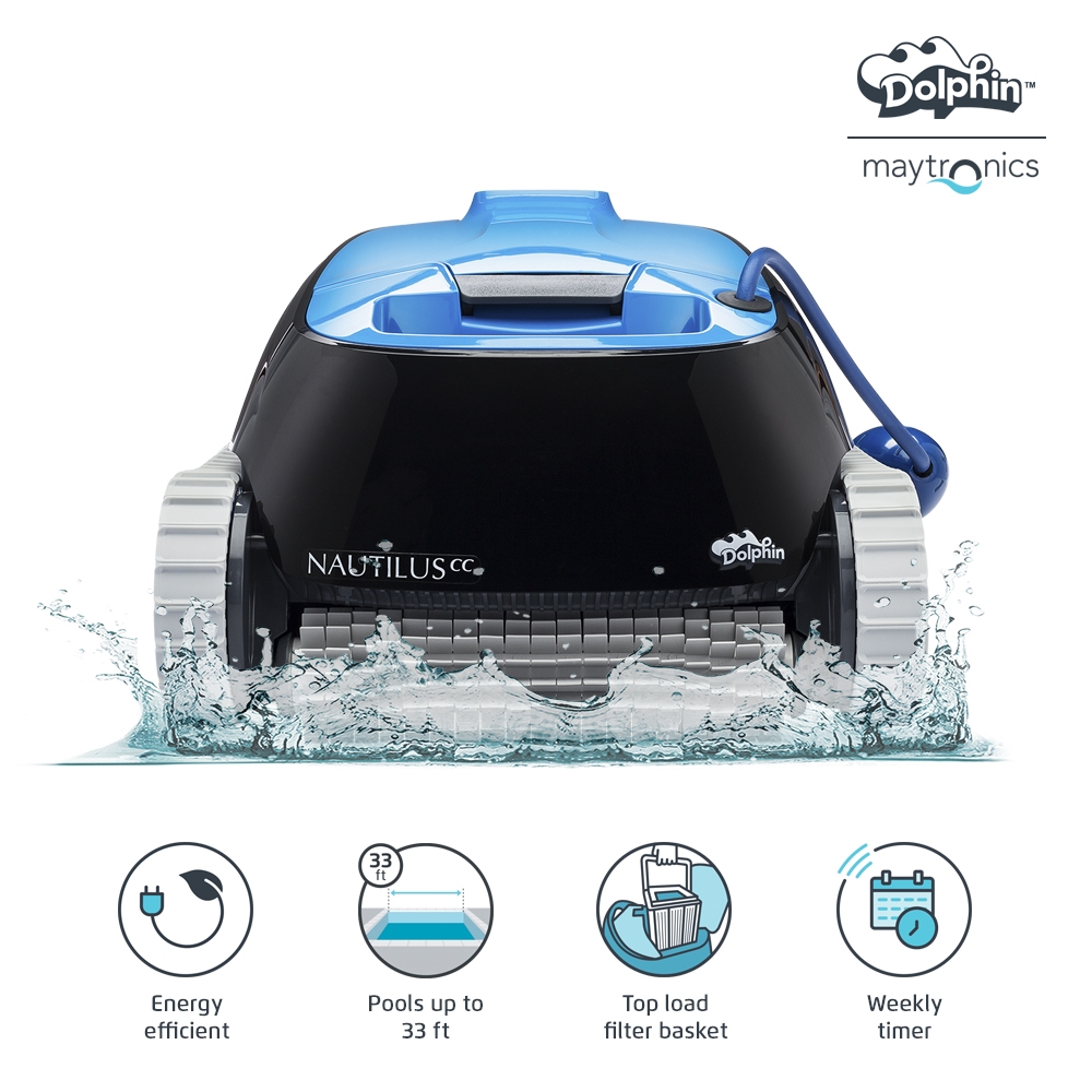 Dolphin Nautilus CC Automatic Robotic Pool Cleaner - Ideal for Above and In-Ground Swimming Pools up to 33 Feet - with Large Capacity Top Load Filter Basket - image 2 of 8
