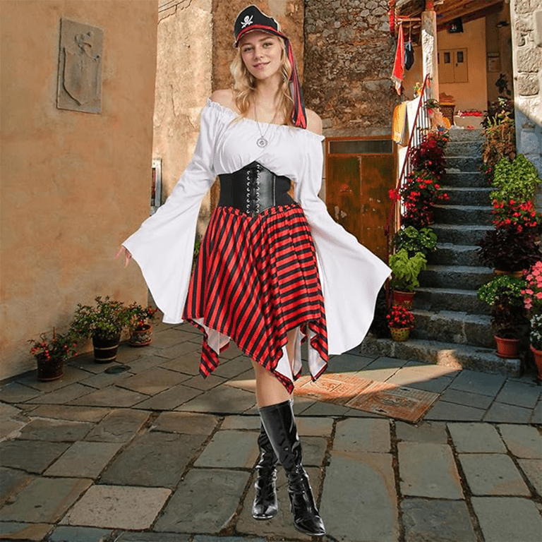 pirate dress corset Daisy Corsets Top Drawer 4 PC Black Premium Pirate Corset Costume 3X