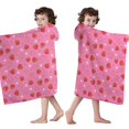 thumbnail image 4 of Strawberry Plants Fruit Flower Pink Pattern Hooded Bath Towel，50"x30" for Ages 3 To 12 Kids, Quick Dry Lightweight Soft Microfiber Hood Beach Towel Cover Up for Kids, 4 of 7