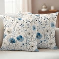 thumbnail image 4 of 2 Pack Outdoor Waterproof Throw Pillow Covers,Blue Flower Pastoral Wildflower Decorative Square Patio Pillowcases for Chair Couch Sofa 16x16in, 4 of 9