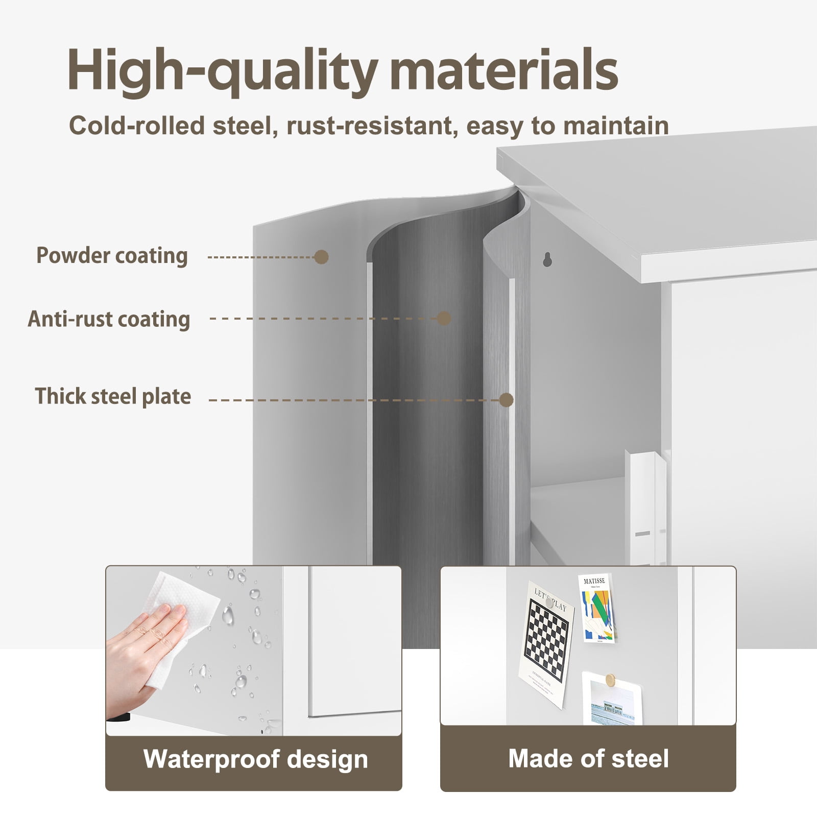 Heavy-Duty Metal Locking Storage Cabinet with Dial Lock, 34.6” Tall Stackable Locker with 2 Adjustable Shelves, Powder-Coated Steel for Home/Office/Bathroom/Kitchen