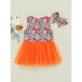 thumbnail image 4 of Toddler Infant Baby Girls Dress Flower Rainbow Sleeveless Tulle Dress Mesh Hem Bowknot Princess Dress Summer Clothes, 4 of 7