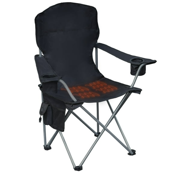 Camp & Go Heated Deluxe Quad Camp chair, Black