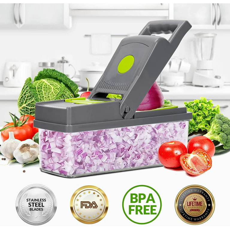 Vegetable Chopper,Pro Onion Chopper, Multifunctional 14 in 1 Food Chopper,  Kitchen Vegetable Slicer Dicer Cutter,Veggie Chopper With 8 Blades,with