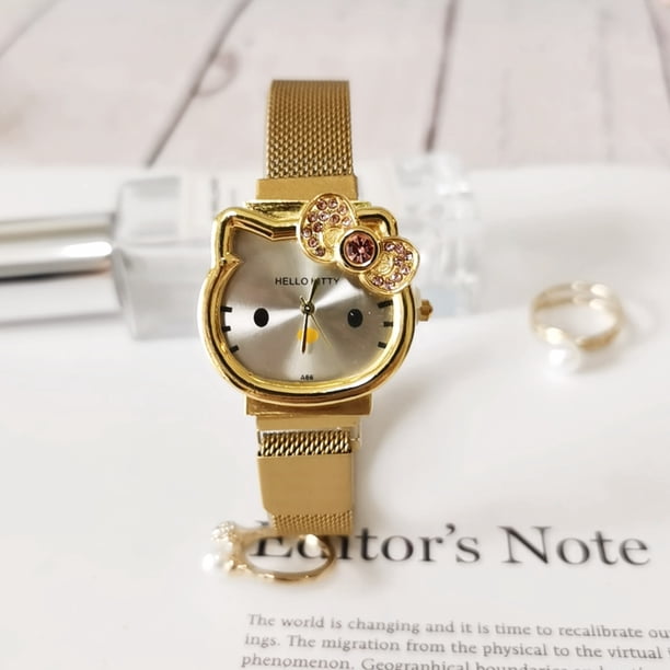 Reloj de pulsera de cuarzo con dibujos animados de Hello kitty para niños, reloj de pulsera con hebilla magnética, reloj de pulsera para niños y niñas, regalo