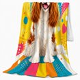 thumbnail image 2 of Cavalier Charles Spaniel Pop Art, Festive autumn celebration Scene, Warm Flannel Blanket for Living Room and Bedroom with Detailed Artwork, Animal Lovers Christmas Gift, Festive Home Decor, 2 of 9