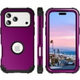 thumbnail image 2 of Compatible with iPhone 17 Pro Case, 3 Layer Hybrid Hard PC Soft Silicone Heavy Duty Shockproof Bumper Protective Phone Case Cover for iPhone 17 Pro, Purple, 2 of 7