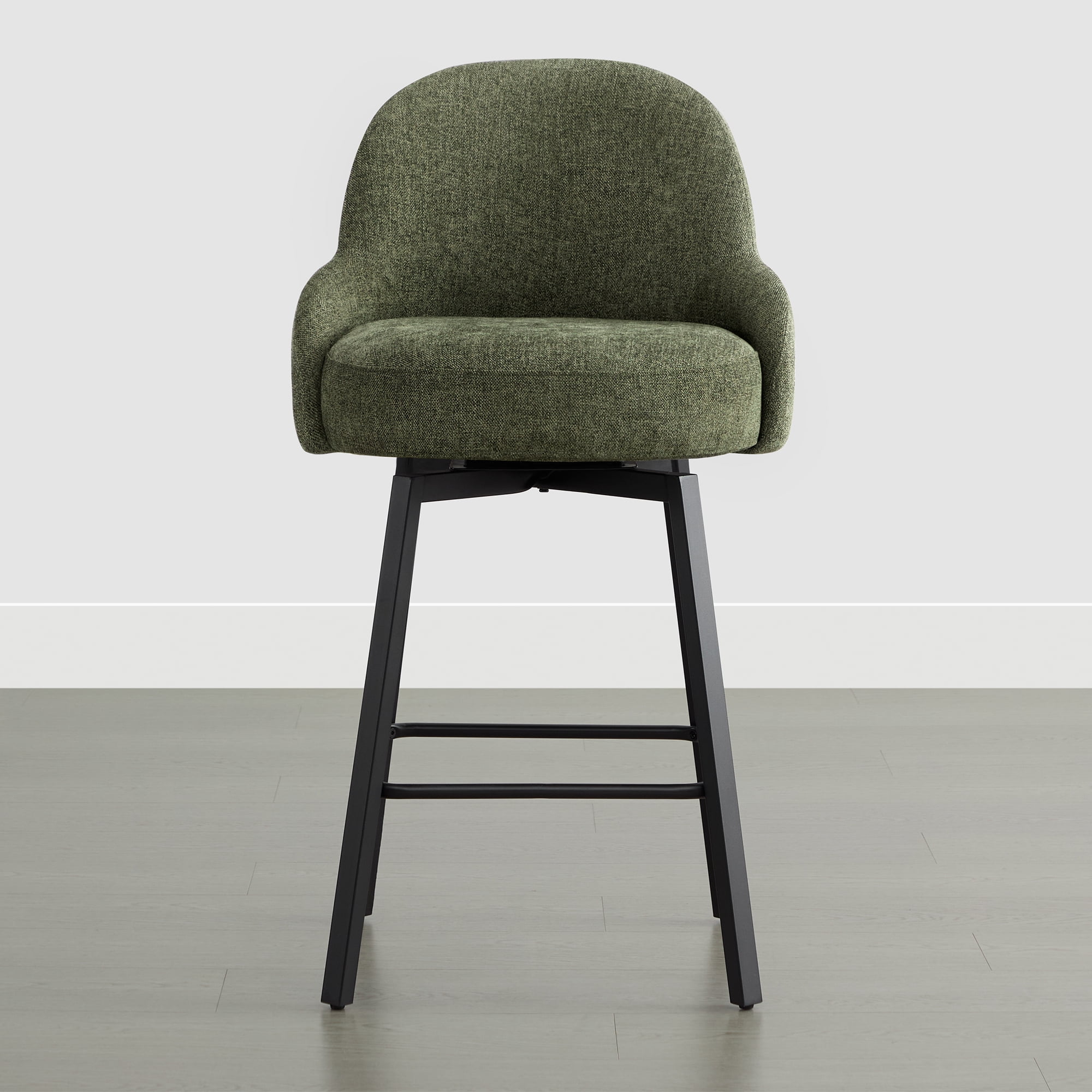 Spruce & Spring Counter Height Swivel Bar Stool with Upholstered Seat and Footrest Set of 2, Moss green