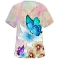 thumbnail image 3 of Snoarin Summer Plus Size Summer Hauts pour Femmes Mode Manches Courtes Col en V Hauts Uniforme de Travail Imprimé Poche Blouse Hauts Uniformes de Travail pour Femmes en Liquidation, 3 of 3