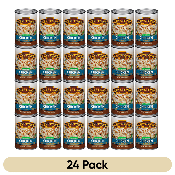 Keystone All Natural Premium Canned Chicken 14.5 Oz Fully Cooked | No Water Added | Ready to Meat | Quick Meals Emergency Survival Food Canned Meat Pack of 24