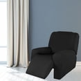 thumbnail image 3 of Sofá reclinable seccional elástico fácil de usar Funda de felpa suave y ajustada Funda de sofá lavable Protector de muebles con elasticidad para niños Negro 4 Rebanadas SM SunniMix cubierta de chaise lounge, 3 of 8