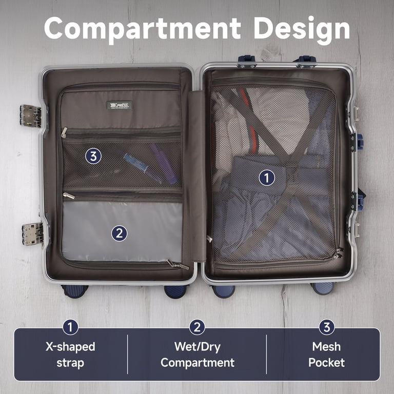 New York Xpress, Zipperless Carry-on Luggage, AL1377, Blue