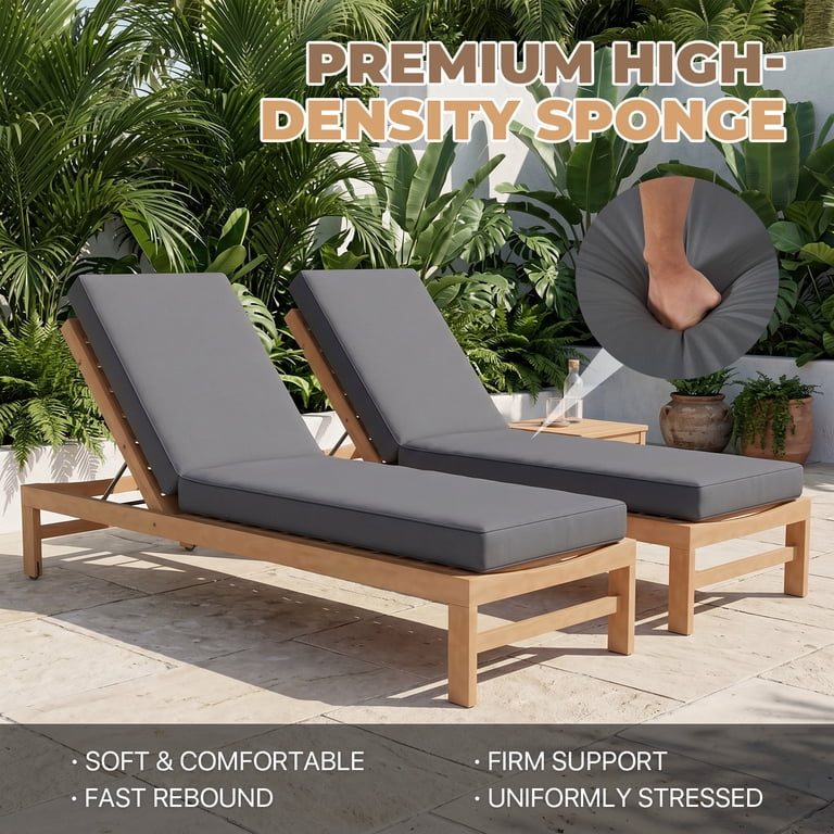 BaPiPro Gray Chaise Lounge Cushions, 2-Pack Waterproof photo 6