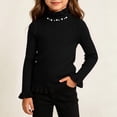 thumbnail image 2 of BLVB Girls Turtleneck Sweaters Pullover Toddler Baby Kids Ribbed Knit Ruffle Long Sleeve Jumper Tops Fall Winter Clothes(Black,12-13 Years), 2 of 8