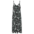 thumbnail image 6 of Grey Black Bandana Paislry Pattern Sleeveless Suspender Dress Summer Fashion Casual Long Dress, 6 of 9