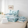thumbnail image 4 of Seahorse 7 Piece Comforter Set Full Bed in a Bag,Teal Blue Ocean Beach Coastal Bedding Set Starfish Octopus Tentacles Sheet Sets Comforter Underwater Creature Coral Bed Set,Kawaii Fish Room Decor, 4 of 4