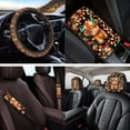 thumbnail image 4 of Yuyamidu Highland Cow Auto Seat Cover Full Set 14 Pack Car Accessories Colorful Flower Steering Wheel Cover Armrest Cover Seatbelt Shoulder Pad Headrest Covers Cup Mat Key Ring, 4 of 7