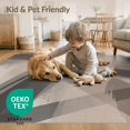 thumbnail image 4 of ODIKA 3'x5' Washable Throw Rug Stain Resistant, Low Profile, Non-Slip Strokes Distressed Neutral Playroom Abstract Contemporary Painterly Playful for Entryway, Kitchen, Mudroom, 4 of 7