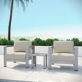 thumbnail image 2 of Modway Shore 3 Piece Outdoor Patio Aluminum Set in Silver Beige, 2 of 6