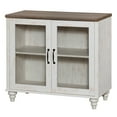 thumbnail image 2 of Farmhouse TV Stand for TVs Up to 43 inch, Glass and Wooden Universal TV Stand with Large Storage Cabinets, Entertainment Center, TV Console Table for Living Room, Bedroom, Rustic White, 2 of 7