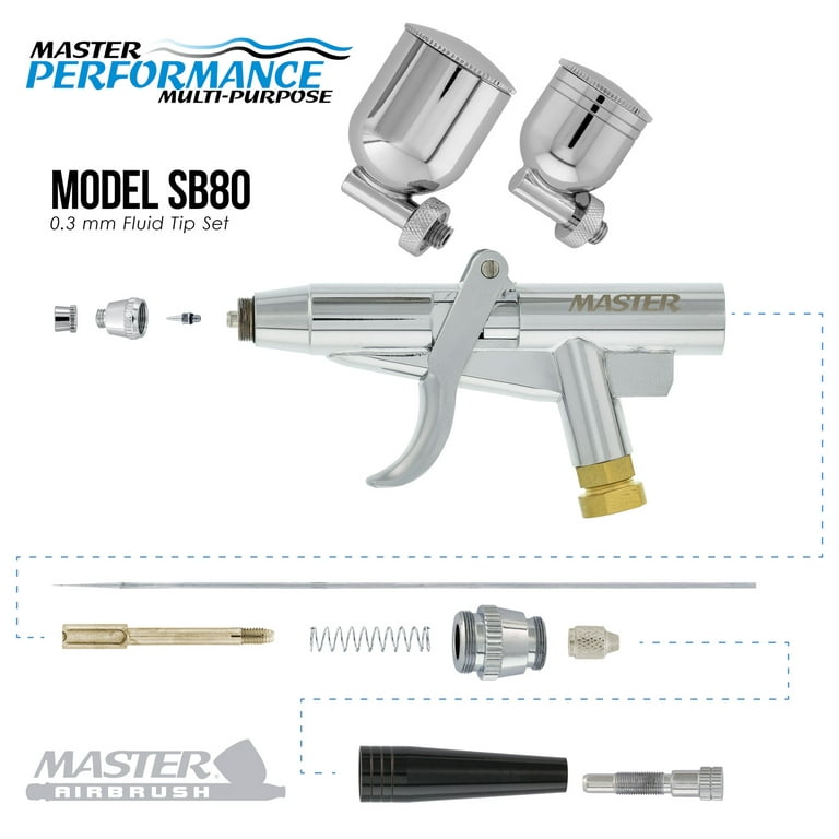 Pro 0.3 Dual-Action Gravity Side Feed Spray Gun Pistol Trigger Airbrush Set Kit