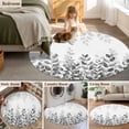 thumbnail image 5 of Round Area Rug 4 Ft, Spring Gray Eucalyptus Washable Non-Slip Circle Carpet for Living Room/Bedroom, Summer Botanical Leaf Country Low-Profile Crawling Mats Collection Rugs for Indoor, 5 of 7