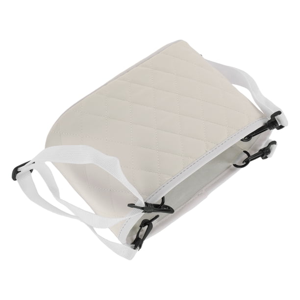 Bote de basura para automóvil Unique Bargains, colgante, para asientos delanteros y traseros, de cuero sintético, 1 pieza, blanco