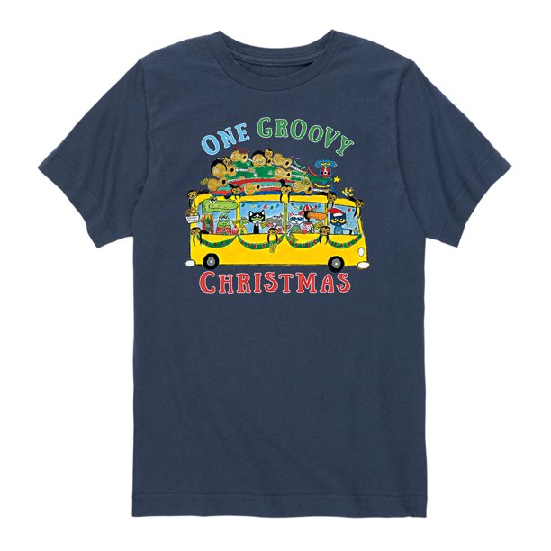 PETE THE CAT Pete The Cat One Groovyxmas Bus Youth Short Sleeve T