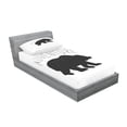 thumbnail image 2 of Ambesonne Adventure Fitted Sheet & Pillow Sham Set, Wild Bear Nature Love, Twinxl, Charcoal Grey White, 2 of 2