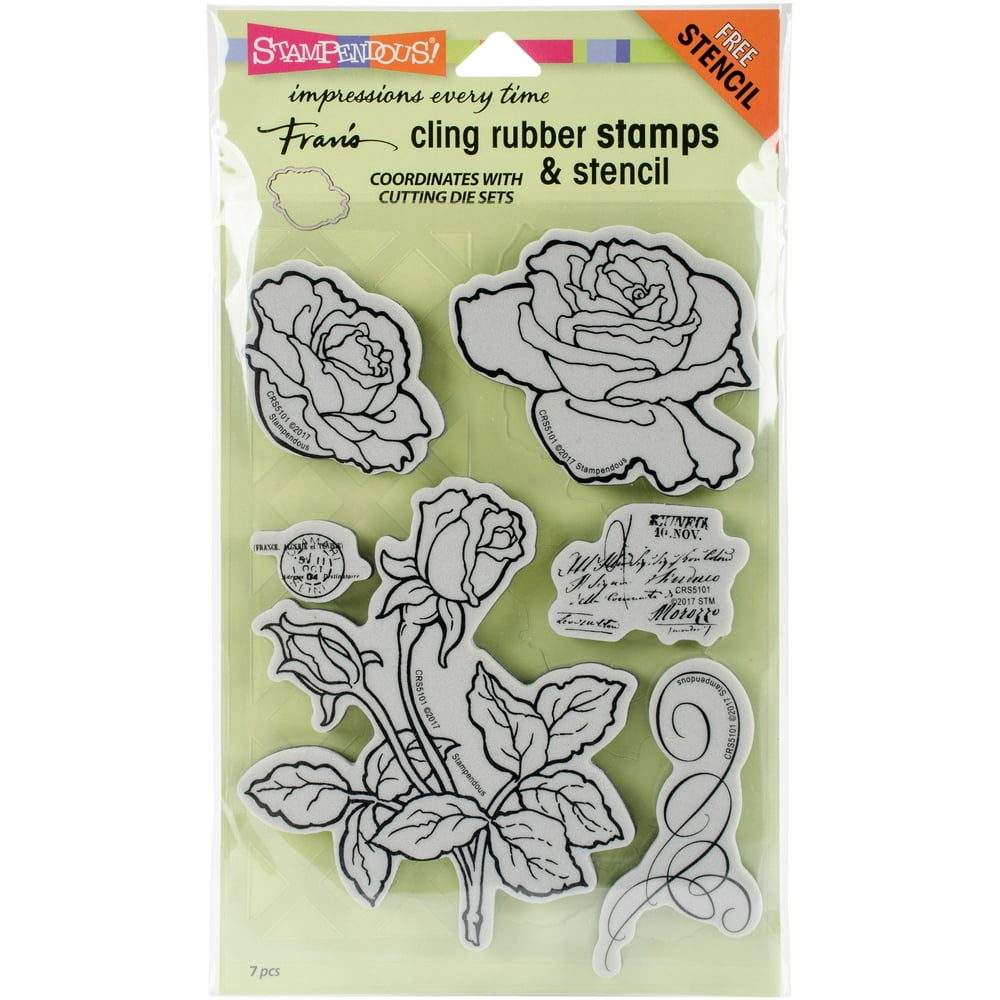 Stampendous Cling Stamps & Stencil SetRose Garden