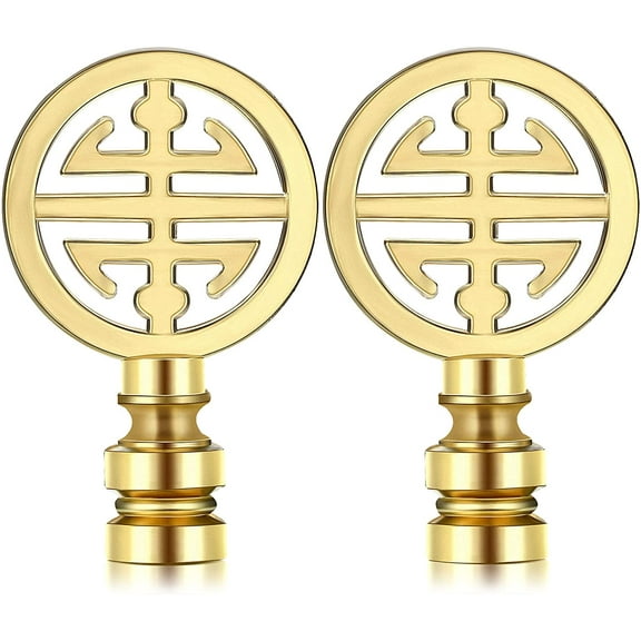 2 Pieces Lamp Finials for Asian Oriental Brass Lamp Finials Shade Decorative Happiness Symbol for Table Home Room(Aeneous)