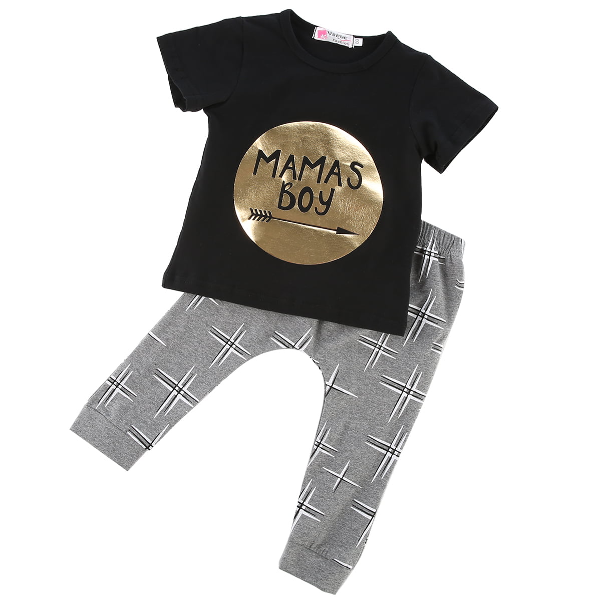 2Pcs Newborn Infant Baby MAMAS Boy Clothes Set Toddler Boy T-shirt Tops+Pants