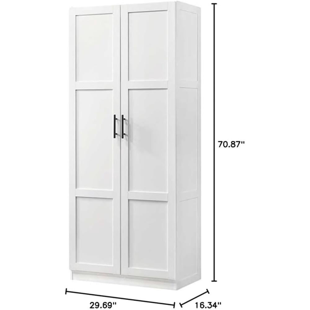 Pemberly Row Contemporary Engineered Wood Storage Cabinet in White
