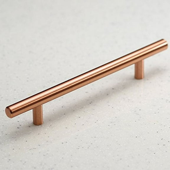 Satin Copper Cabinet Hardware Euro Style Bar Handle Pull - 128mm Hole Centers, 7-3/4"" Overall Length
