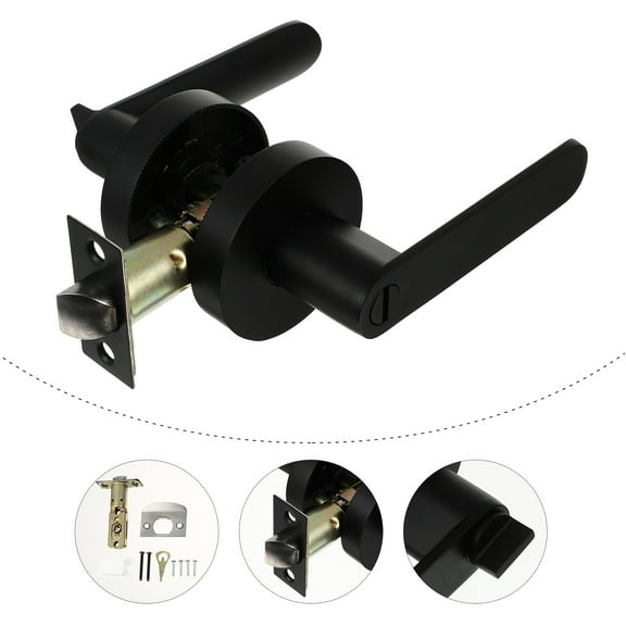 PartyKindom Interior Door Levers Black Zinc Alloy Easy Install for Home 1Pair